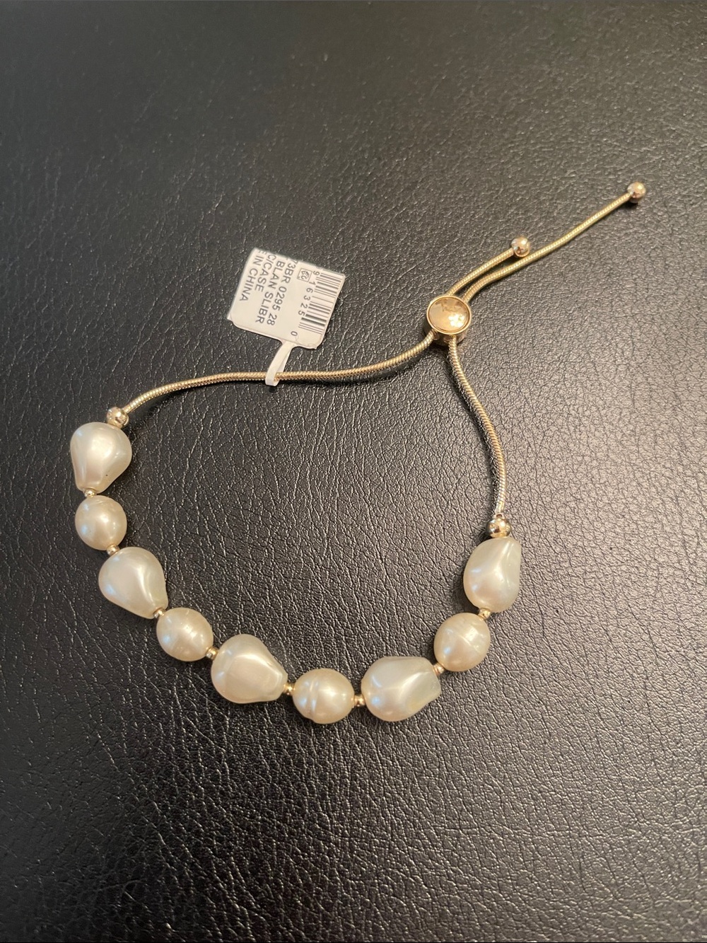 Gold Pearl Bead Adjustable Bracelet